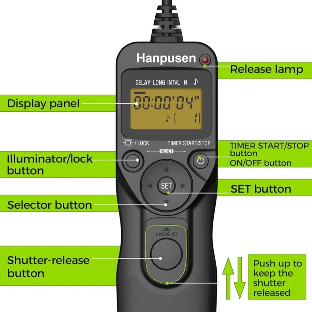 Hanpusen TR-90 Remote Switch With Digital Timer For Camera Shutter Use Open Box. - Picture 7 of 16